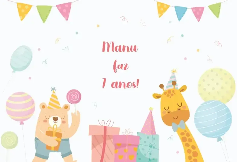 Arte pronta temática de Aniversário Infantil 